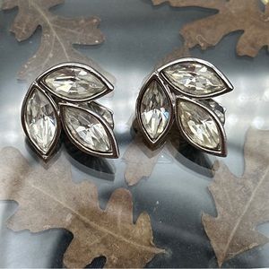 Vintage YSL crystal flower earrings clip on